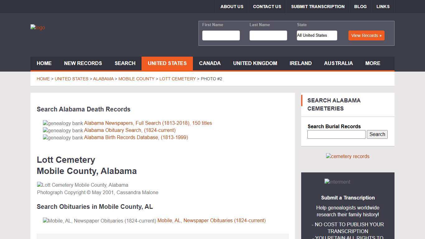 Lott Cemetery - Mobile County , Alabama