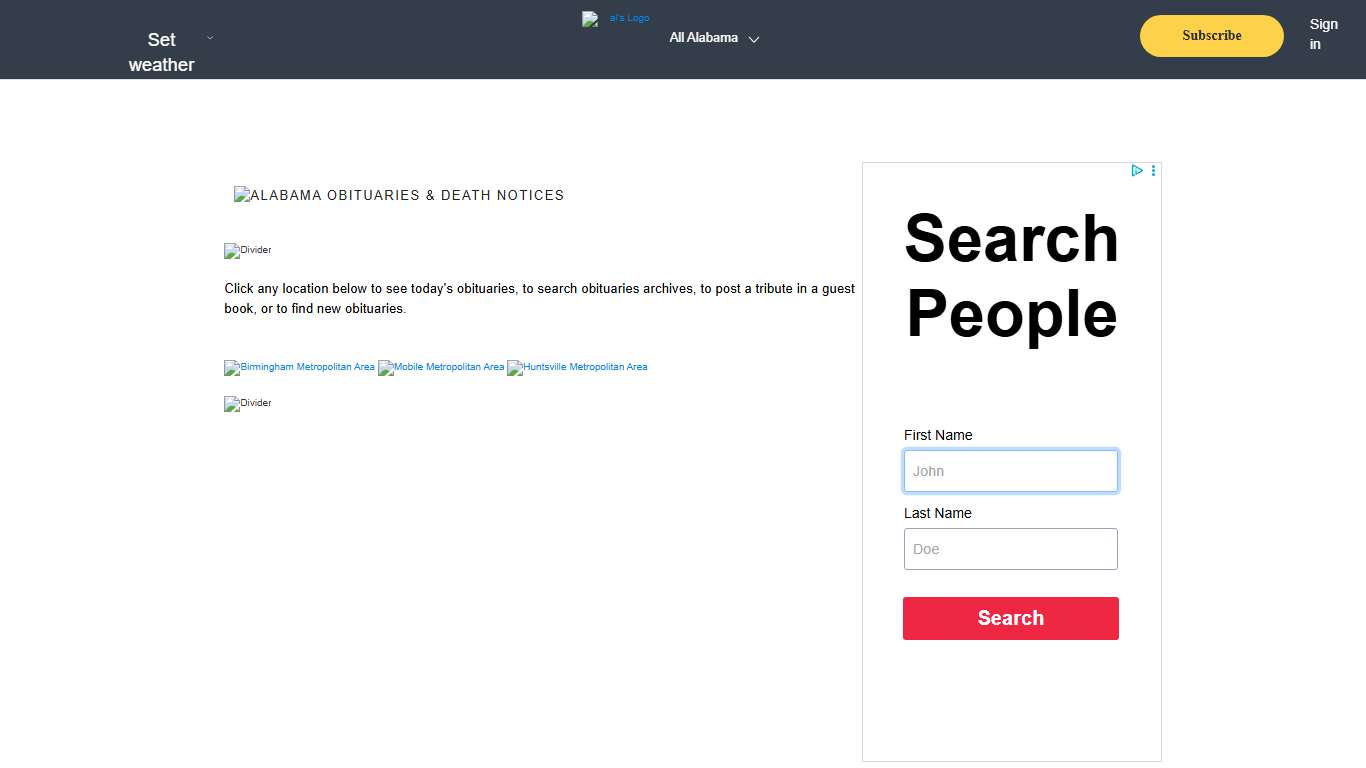 Alabama Obituaries & Death Notices